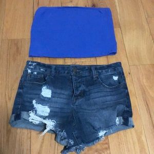 Blue American Eagle tube top